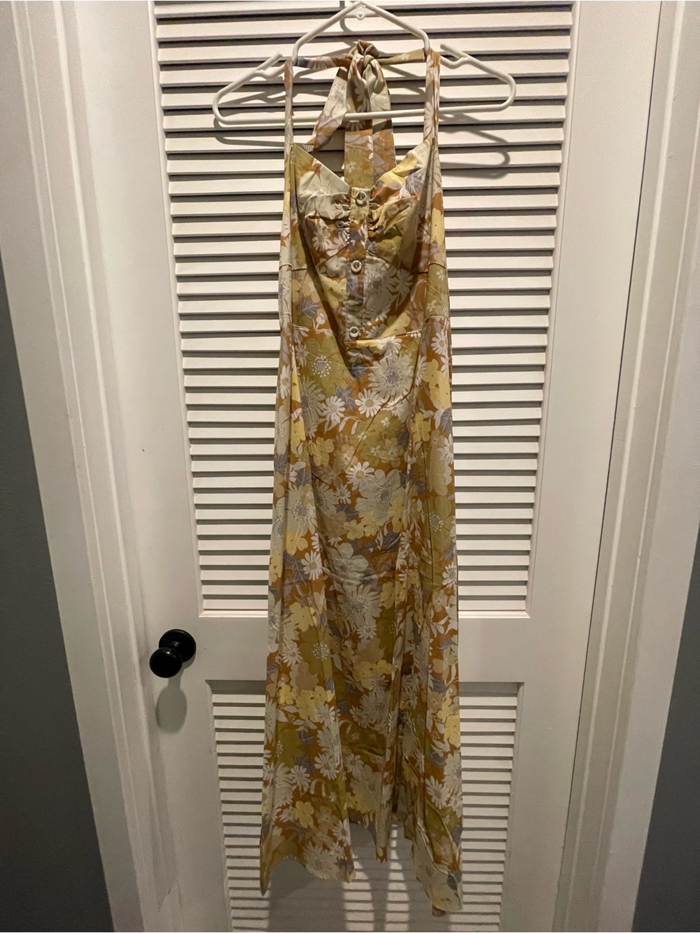 Yellow Floral Halter Maxi Dress